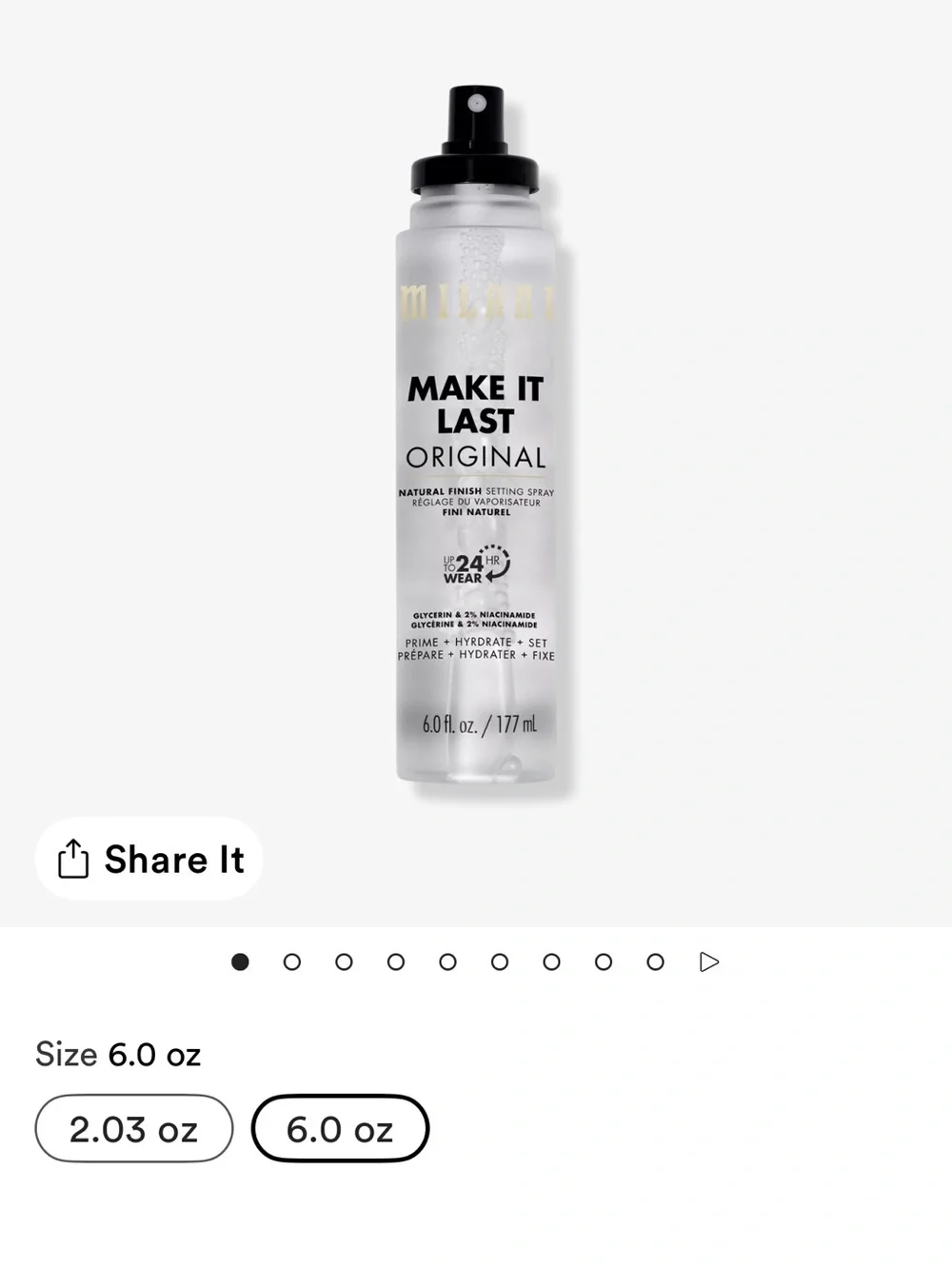 MILANI Make It Last Setting Spray 6oz new